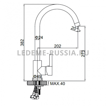Смеситель д/кухни L 4299-B черный