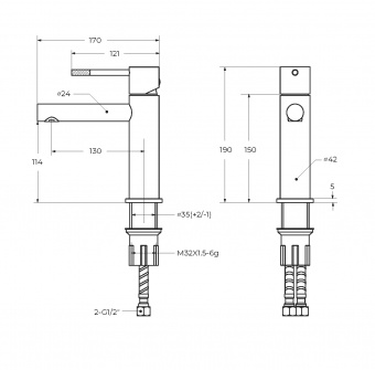 Смеситель д/умыв.Cezares Relax-LS2-GM оруж сталь