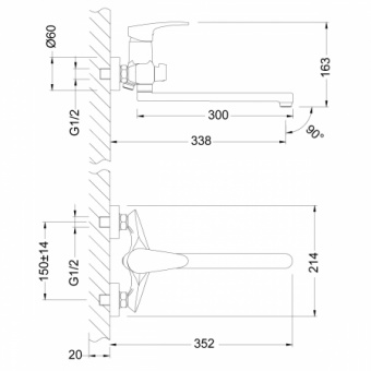 Смеситель д/ванны LM 0451C LINARA