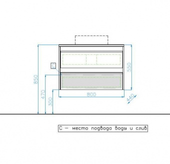 Тумба Монако 80 подв. 2 ящ.ориноко/бел.лакобель